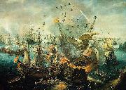Hendrik Cornelisz. Vroom The explosion of the Spanish flagship during the Battle of Gibraltar, 25 April 1607. France oil painting artist
